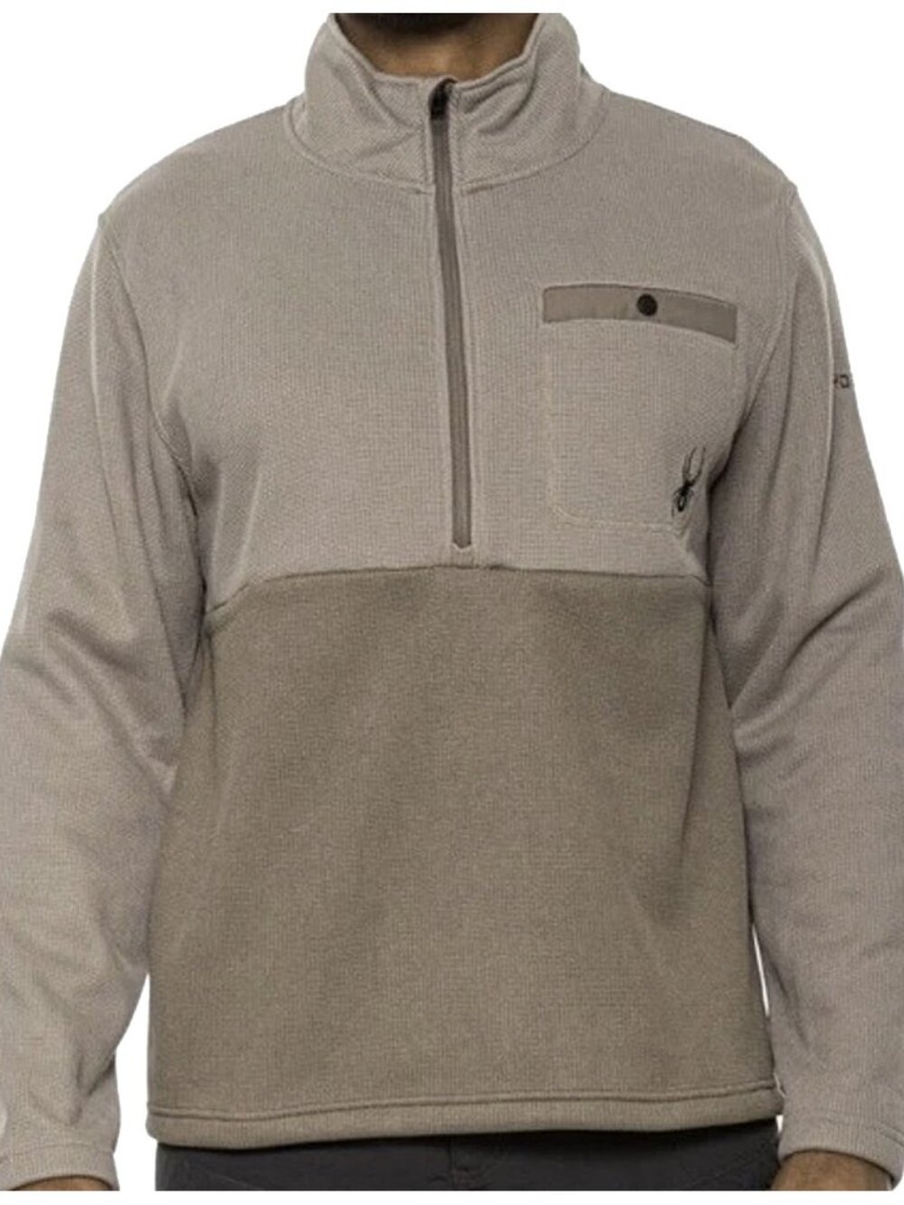 NEW $129 Spyder Medallion Pullover Hoodie! M Half Zip Waffle Knit Heavier Cinder
